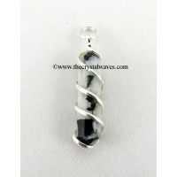 Rainbow Moonstone Cage Wrapped Pencil Pendant